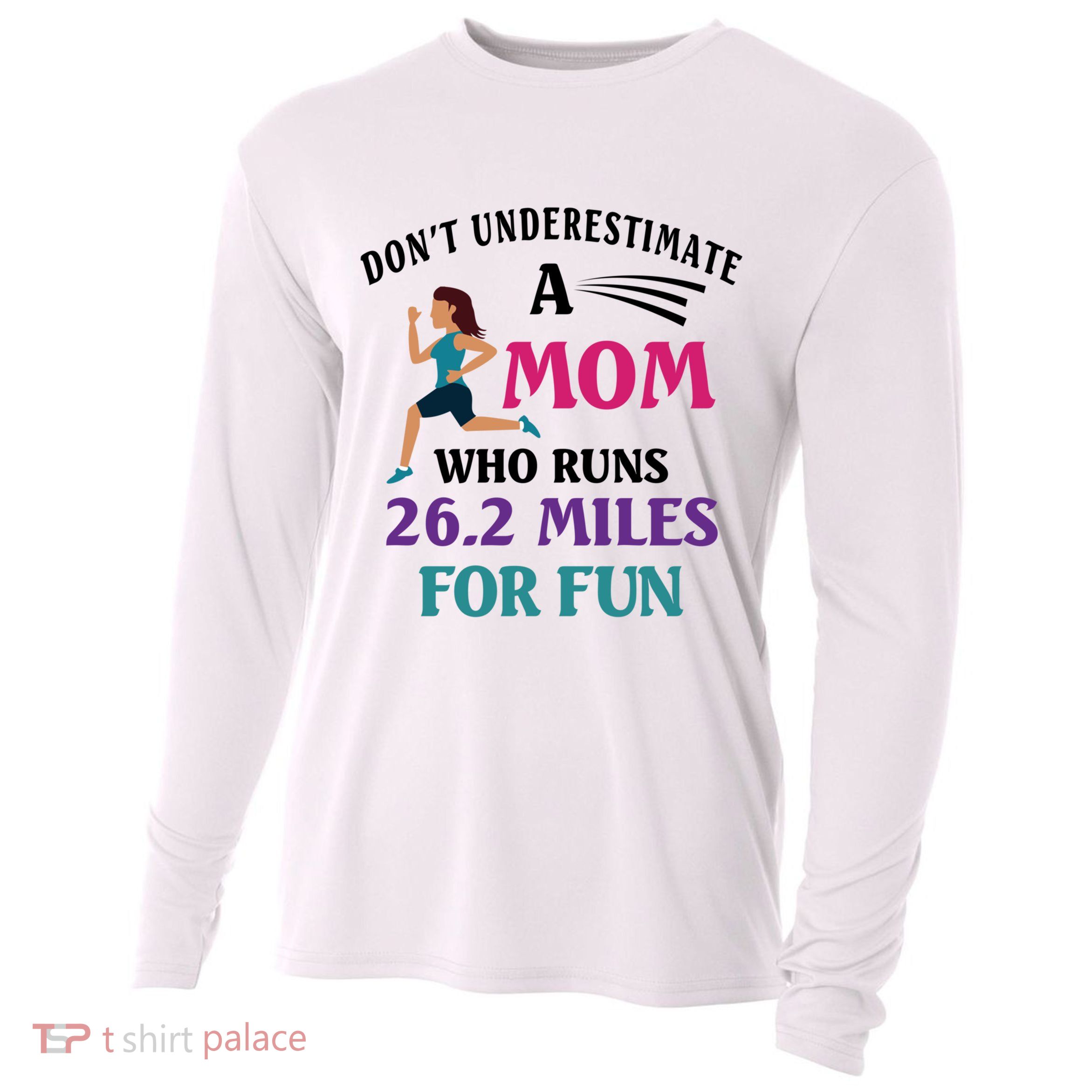 Mom Who Runs 26 2 Miles For Fun Half Marathon Mom Running Gift Cooling Performance Long Sleeve Crew