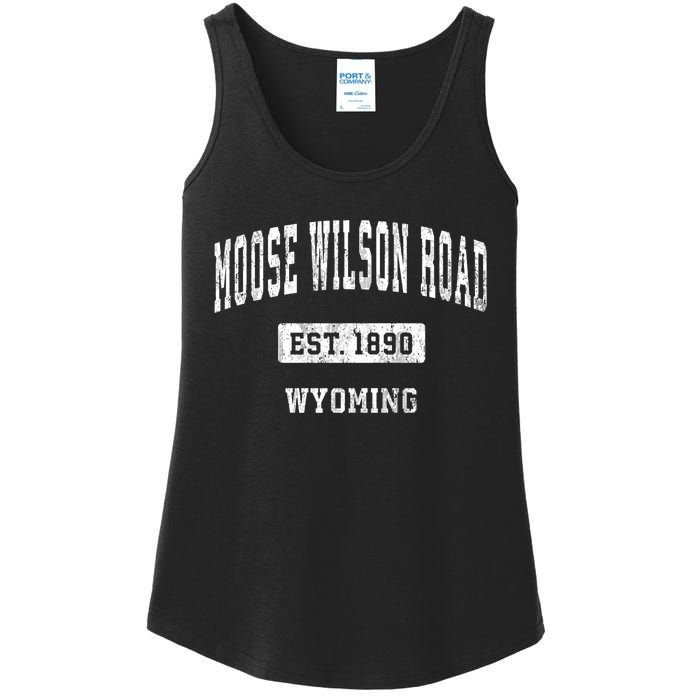 Moose Wilson Road Wyoming Wy Vintage Sports Established Ladies Essential Tank