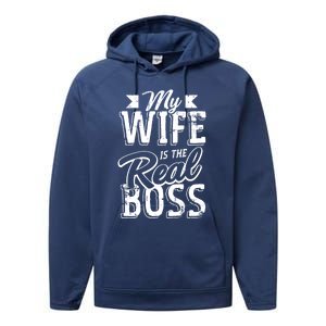 My Wife Real Boss Husband Wedding Anniversary Couple Gift Performance Fleece Hoodie