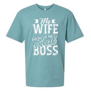 My Wife Real Boss Husband Wedding Anniversary Couple Gift Sueded Cloud Jersey T-Shirt