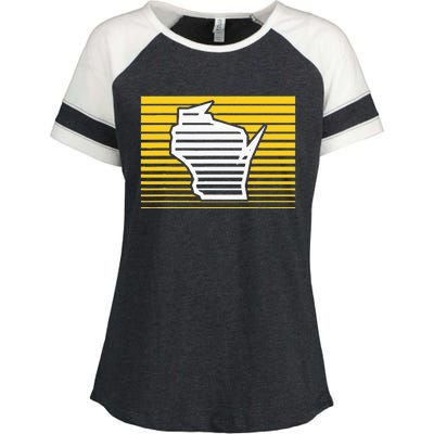 Milwaukee Wisconsin Retro Gradient Stripes Enza Ladies Jersey Colorblock Tee