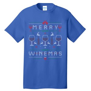 Merry Winemas Red Wine Ugly Christmas For Wine Lover Gift Tall T-Shirt