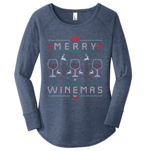 Merry Winemas Red Wine Ugly Christmas For Wine Lover Gift Women's Perfect Tri Tunic Long Sleeve Shirt