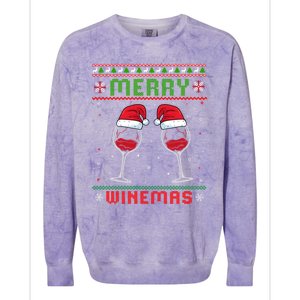 Merry Winemas Red Wine Ugly Christmas For Wine Lover Great Gift Colorblast Crewneck Sweatshirt