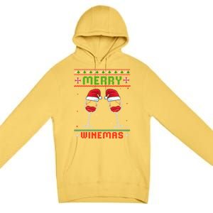 Merry Winemas Red Wine Ugly Christmas For Wine Lover Great Gift Premium Pullover Hoodie