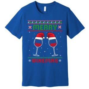 Merry Winemas Red Wine Ugly Christmas For Wine Lover Great Gift Premium T-Shirt