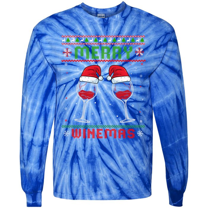 Merry Winemas Red Wine Ugly Christmas For Wine Lover Great Gift Tie-Dye Long Sleeve Shirt