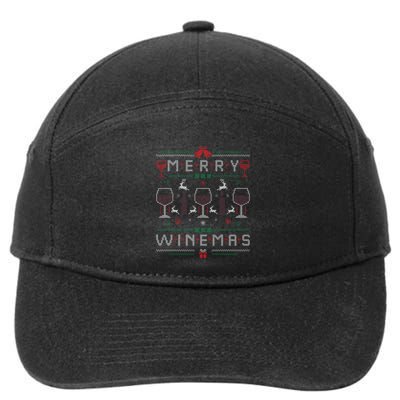 Merry Winemas Red Wine Ugly Christmas Wine Lover Gift 7-Panel Snapback Hat