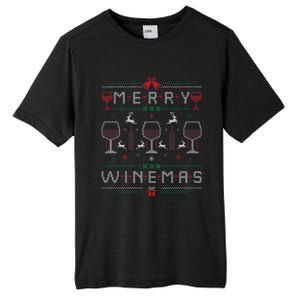 Merry Winemas Red Wine Ugly Christmas Wine Lover Gift Tall Fusion ChromaSoft Performance T-Shirt