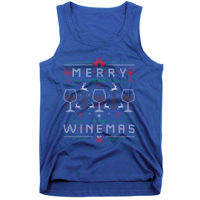 Merry Winemas Red Wine Ugly Christmas Wine Lover Gift Tank Top