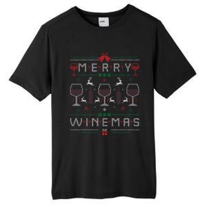 Merry Winemas Red Wine Ugly Christmas For Wine Lover Gift Tall Fusion ChromaSoft Performance T-Shirt