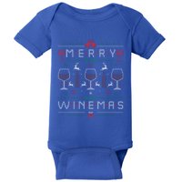 Merry Winemas Red Wine Ugly Christmas For Wine Lover Gift Baby Bodysuit