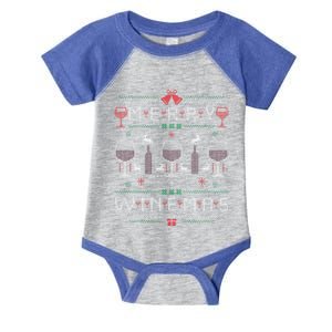 Merry Winemas Red Wine Ugly Christmas For Wine Lover Gift Infant Baby Jersey Bodysuit