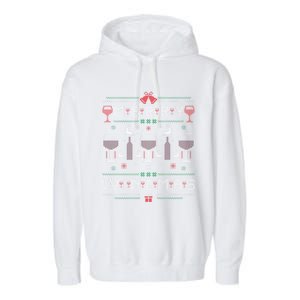 Merry Winemas Red Wine Ugly Christmas For Wine Lover Gift Garment-Dyed Fleece Hoodie