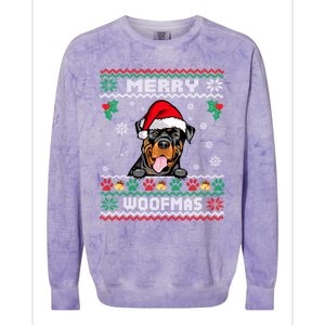 Merry Woofmas Rottweiler Dog Funny Ugly Christmas Sweater Gift Colorblast Crewneck Sweatshirt