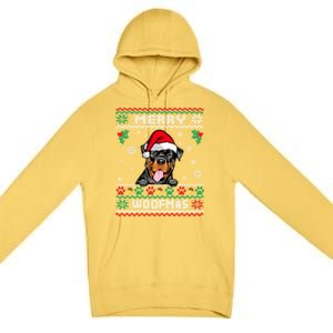 Merry Woofmas Rottweiler Dog Funny Ugly Christmas Sweater Gift Premium Pullover Hoodie