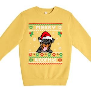 Merry Woofmas Rottweiler Dog Funny Ugly Christmas Sweater Gift Premium Crewneck Sweatshirt