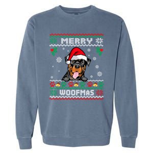 Merry Woofmas Rottweiler Dog Funny Ugly Christmas Sweater Gift Garment-Dyed Sweatshirt