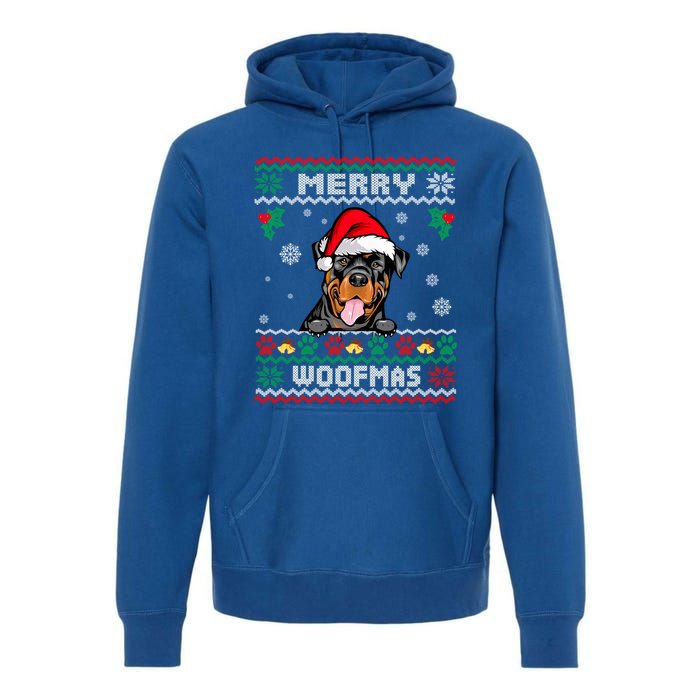 Merry Woofmas Rottweiler Dog Funny Ugly Christmas Sweater Gift Premium Hoodie