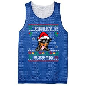 Merry Woofmas Rottweiler Dog Funny Ugly Christmas Sweater Gift Mesh Reversible Basketball Jersey Tank