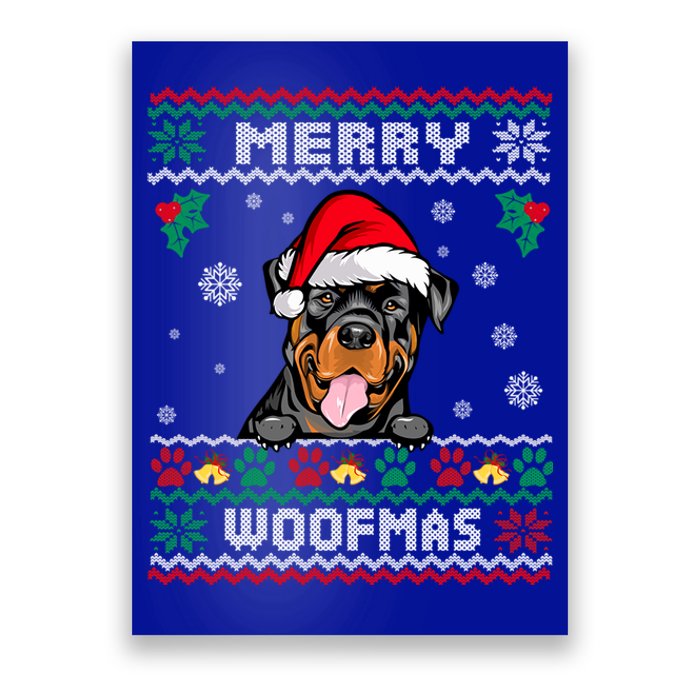 Merry Woofmas Rottweiler Dog Funny Ugly Christmas Sweater Gift Poster