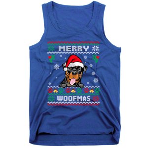 Merry Woofmas Rottweiler Dog Funny Ugly Christmas Sweater Gift Tank Top