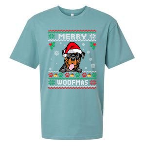 Merry Woofmas Rottweiler Dog Funny Ugly Christmas Sweater Gift Sueded Cloud Jersey T-Shirt