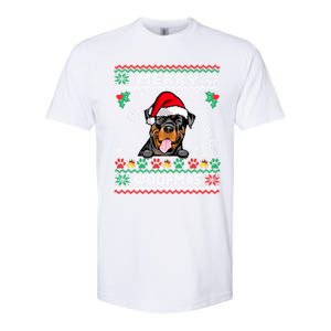 Merry Woofmas Rottweiler Dog Funny Ugly Christmas Sweater Gift Softstyle CVC T-Shirt