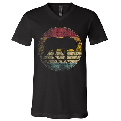 Maned Wolf Retro Style Sunset Vintage 70s 80s 90s V-Neck T-Shirt