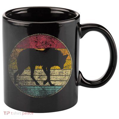 Maned Wolf Retro Style Sunset Vintage 70s 80s 90s 11oz C Handle Ceramic Mug