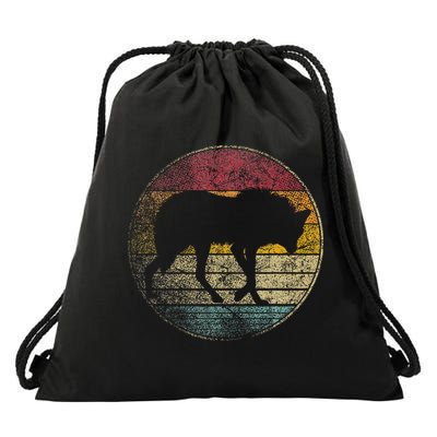 Maned Wolf Retro Style Sunset Vintage 70s 80s 90s Drawstring Bag