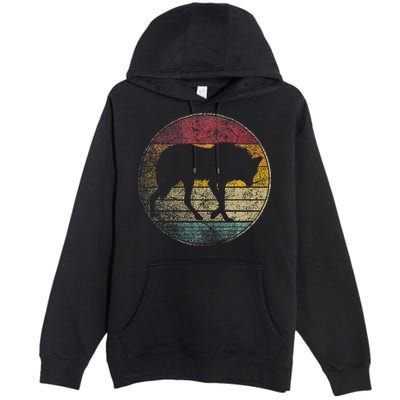 Maned Wolf Retro Style Sunset Vintage 70s 80s 90s Premium Pullover Hoodie