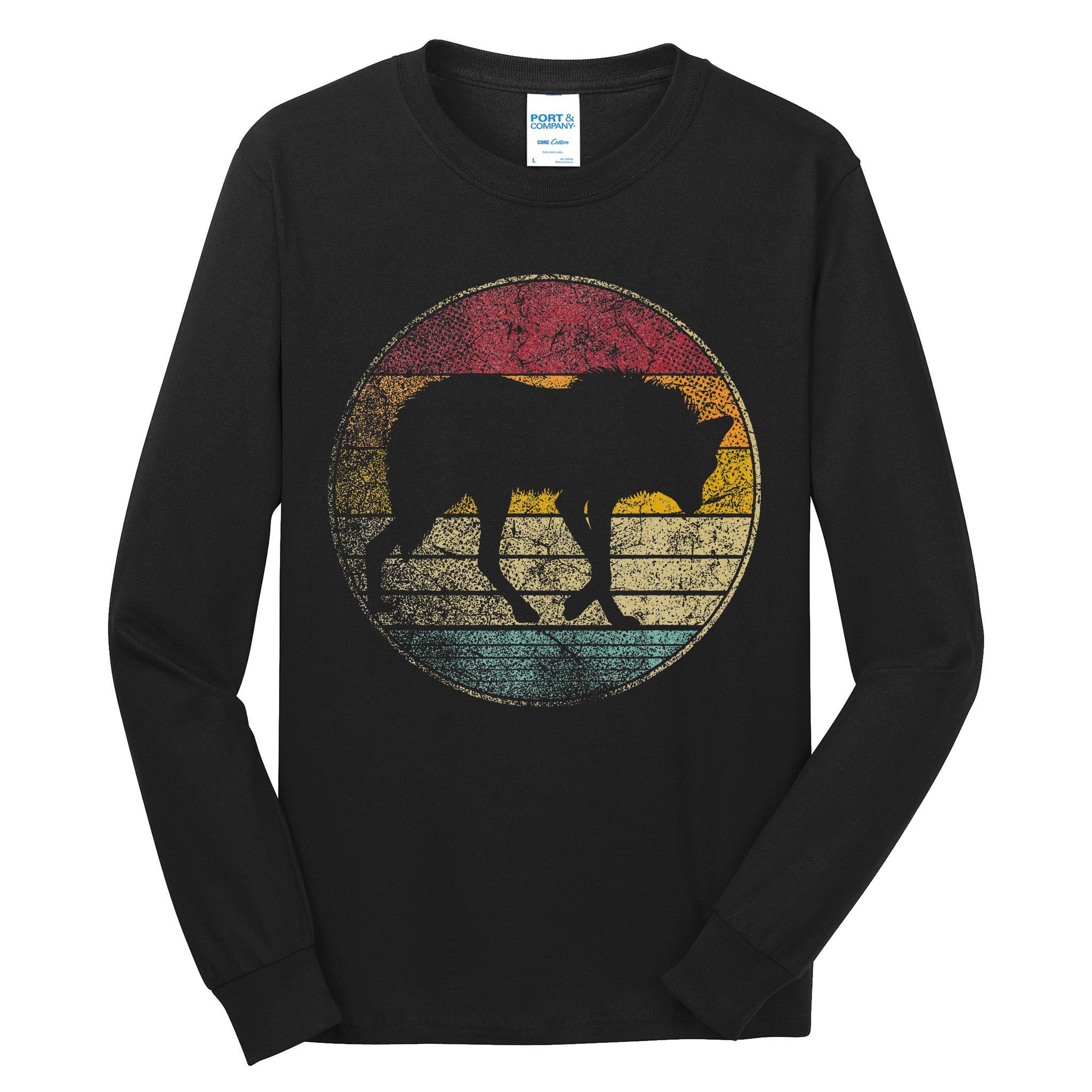 Maned Wolf Retro Style Sunset Vintage 70s 80s 90s Tall Long Sleeve T-Shirt