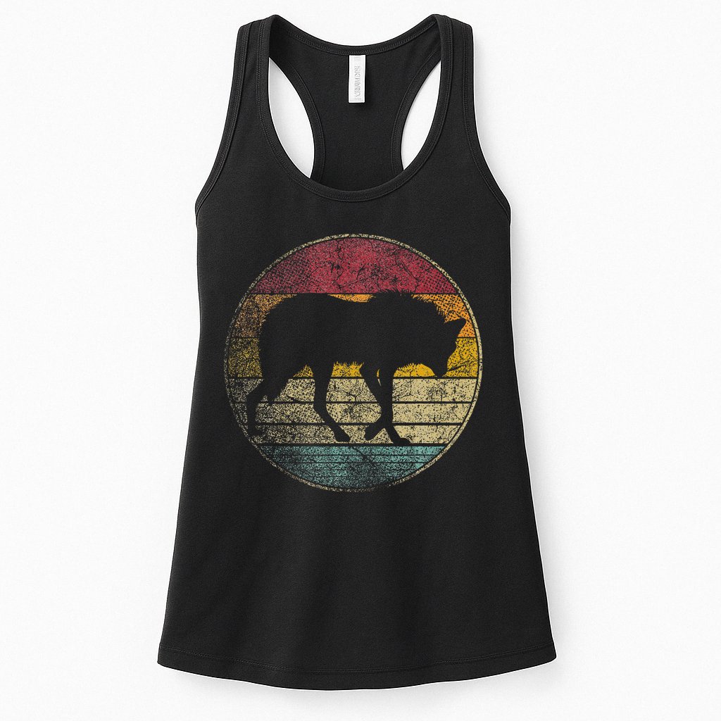 Maned Wolf Retro Style Sunset Vintage 70s 80s 90s Womens Tank Top