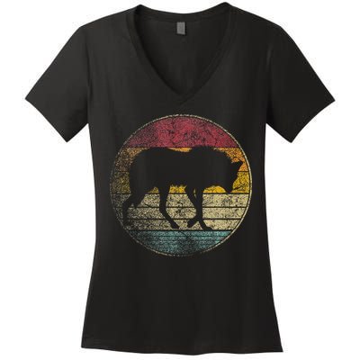 Maned Wolf Retro Style Sunset Vintage 70s 80s 90s Women's V-Neck T-Shirt