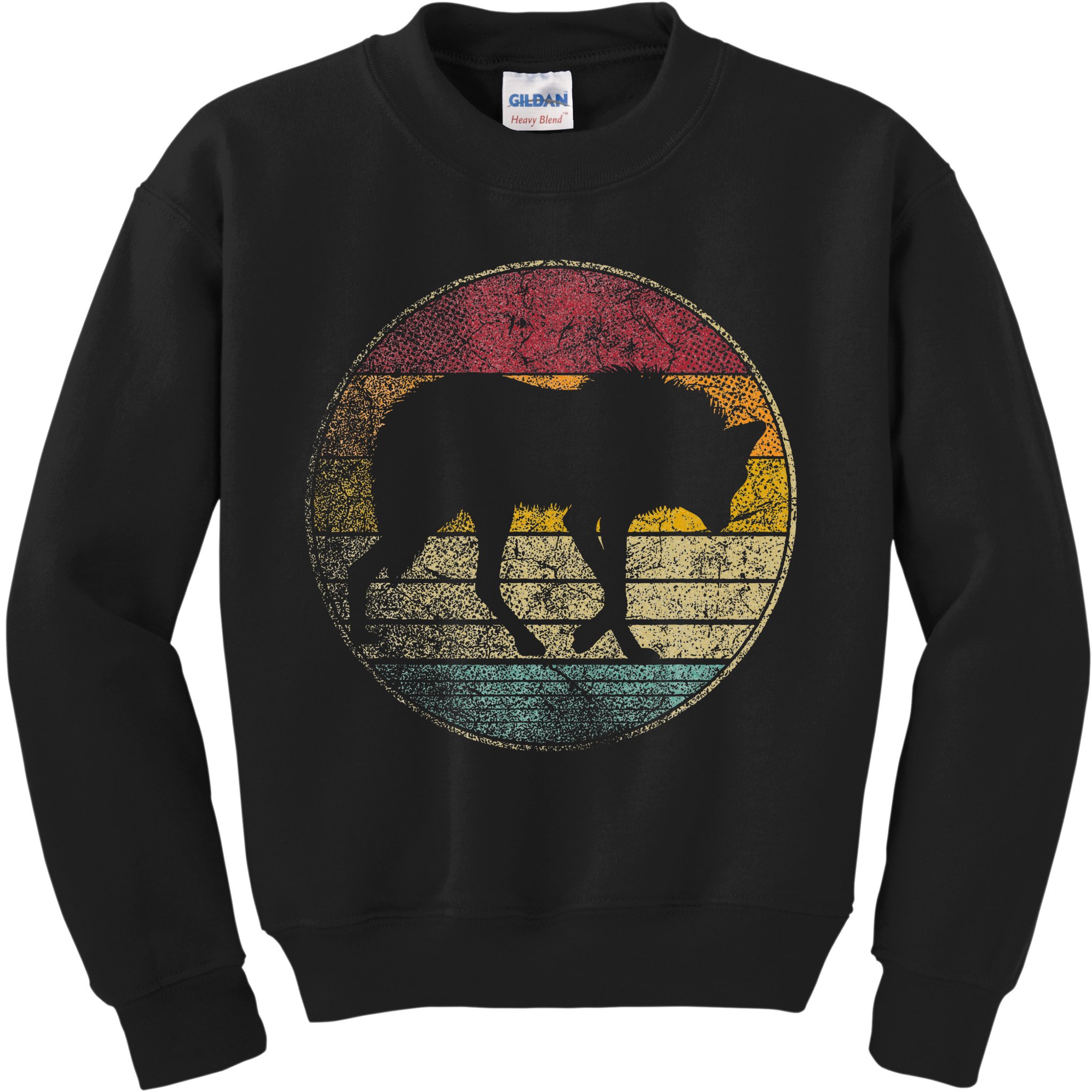 Maned Wolf Retro Style Sunset Vintage 70s 80s 90s Kids Sweatshirt