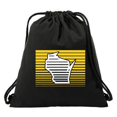 Milwaukee Wisconsin Retro Gradient Stripes Drawstring Bag