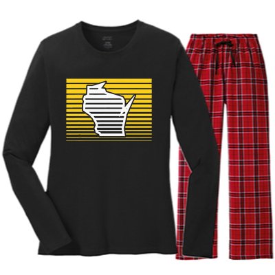 Milwaukee Wisconsin Retro Gradient Stripes Women's Long Sleeve Flannel Pajama Set 