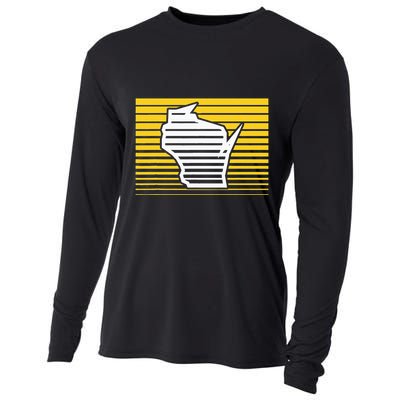 Milwaukee Wisconsin Retro Gradient Stripes Cooling Performance Long Sleeve Crew