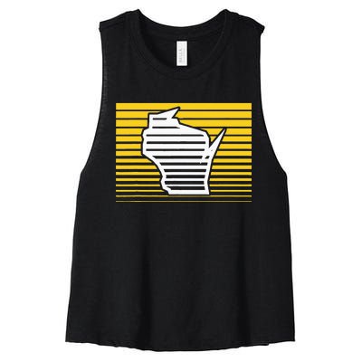 Milwaukee Wisconsin Retro Gradient Stripes Women's Racerback Cropped Tank