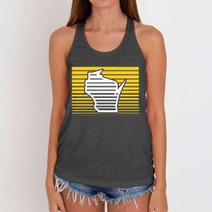 Milwaukee Wisconsin Retro Gradient Stripes Women's Knotted Racerback Tank