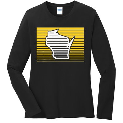 Milwaukee Wisconsin Retro Gradient Stripes Ladies Long Sleeve Shirt