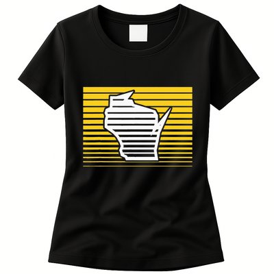 Milwaukee Wisconsin Retro Gradient Stripes Womens T-Shirt