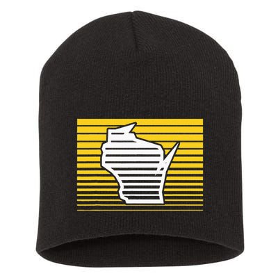 Milwaukee Wisconsin Retro Gradient Stripes Short Acrylic Beanie