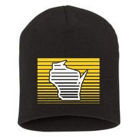 Milwaukee Wisconsin Retro Gradient Stripes Short Acrylic Beanie