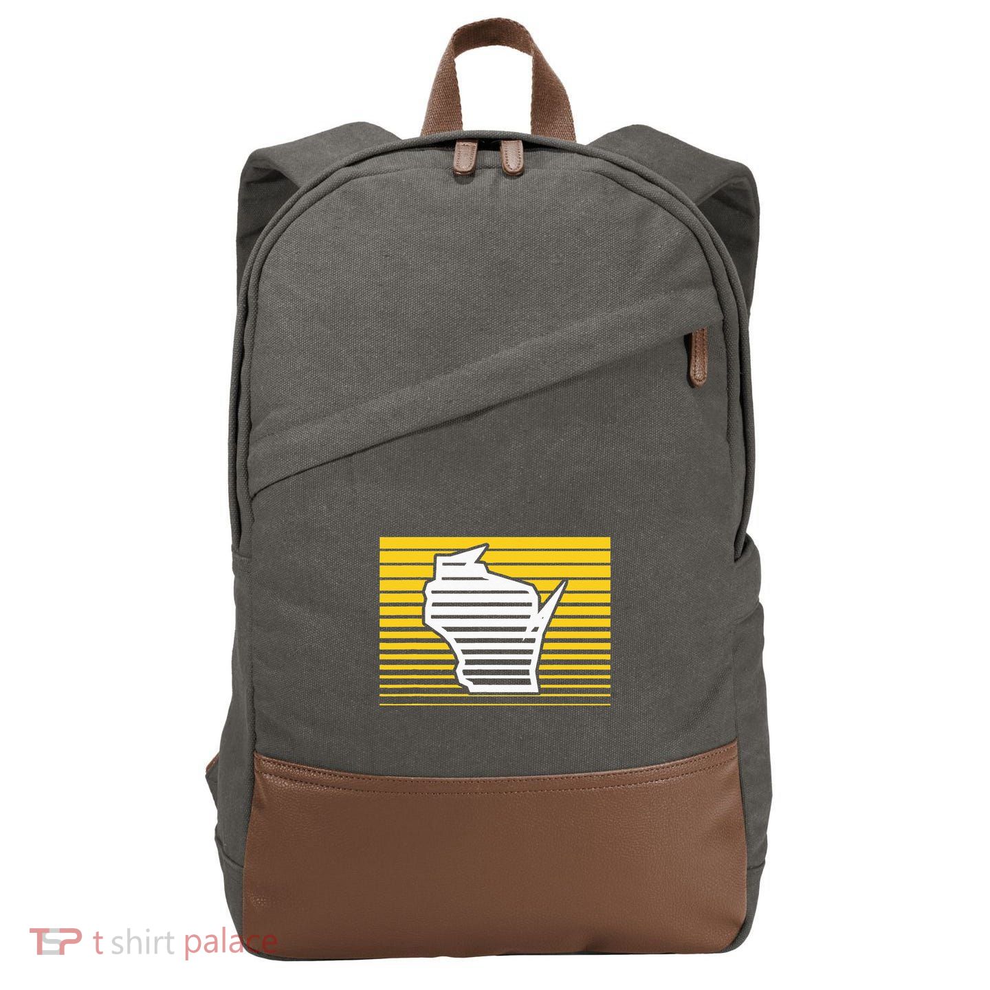 Milwaukee Wisconsin Retro Gradient Stripes Cotton Canvas Backpack