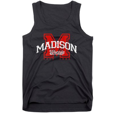 Madison Wisconsin Retro Athletic Sport Tank Top