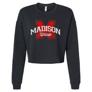 Madison Wisconsin Retro Athletic Sport Cropped Pullover Crew