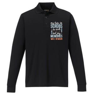 Memories Will Remain Retired Nurse Retiret Nurse Gift Performance Long Sleeve Polo