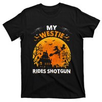 My Westie Ride Shotgun Funny Westie Dog Halloween T-Shirt